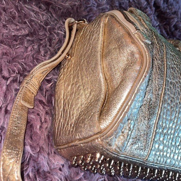 Alexander Wang  Rocco Gold Leather Crossbody Bag Gold Studded Bottom - Picture 6 of 17